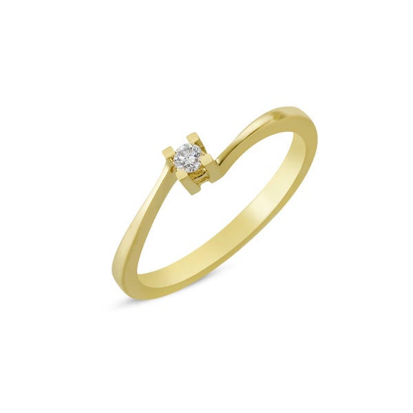 TRI013 14 karaats gouden solitair-ring bezet met een briljant.