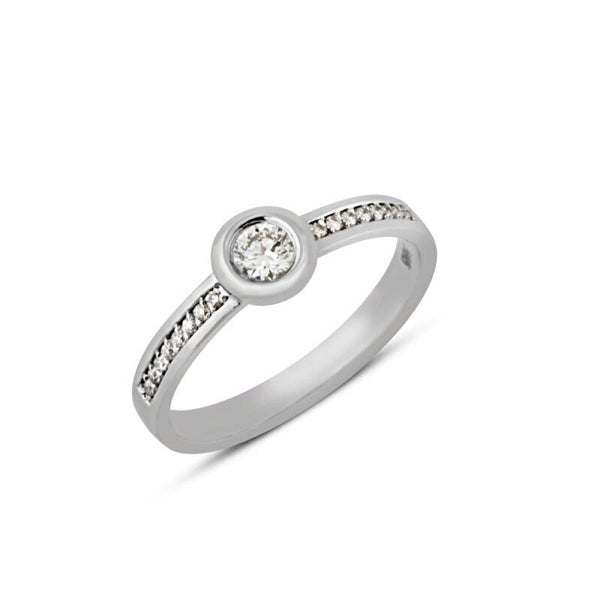 TRI023 14 Karaats gouden fantasie ring bezet met briljant geslepen diamant.