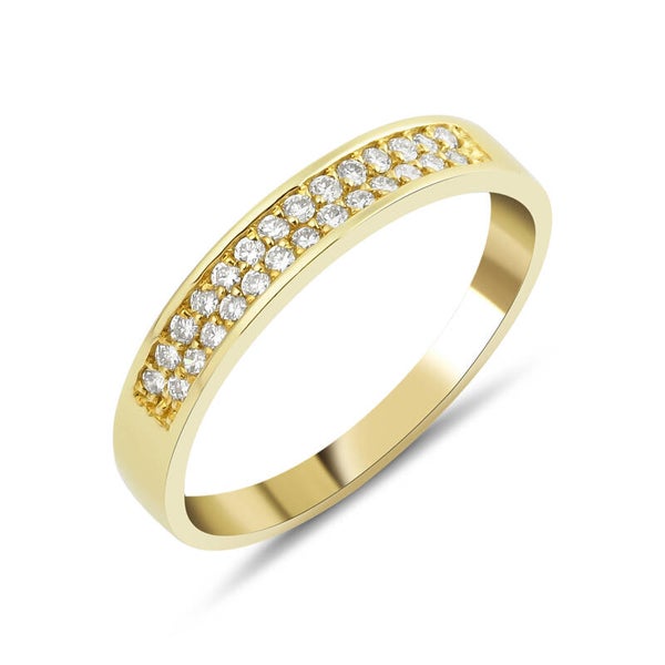 TRI067 14 Karaats gouden pavé-ring met briljant.