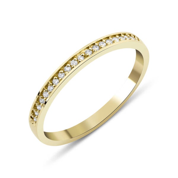 TRI068 14 Karaats gouden pavé-ring met briljant.