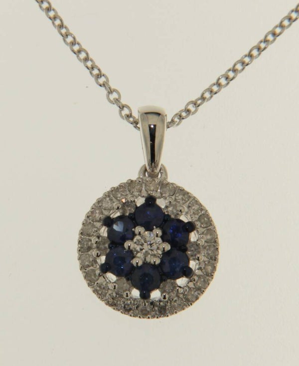 GTD269 14 Karaats gouden collier bezet met briljant en saffier.