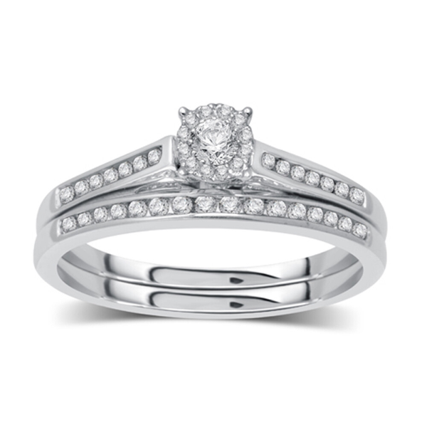 GTD915 14 Karaats gouden entourage-ring bezet met briljanten.