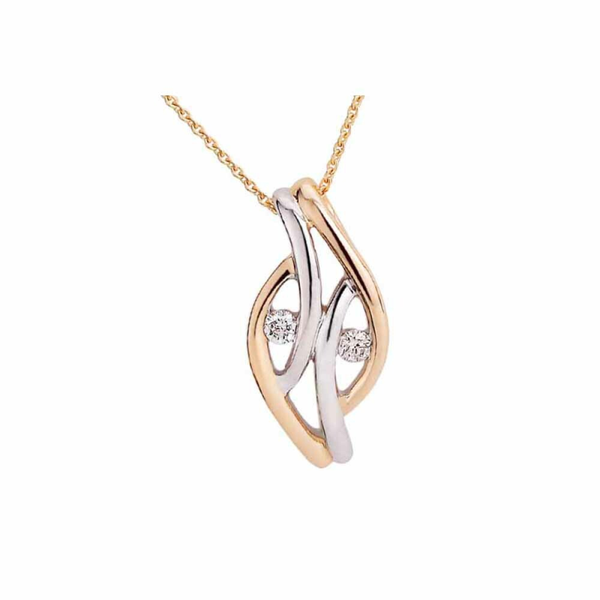 GTD314 14 Karaats gouden fantasie-hanger bezet met briljant.