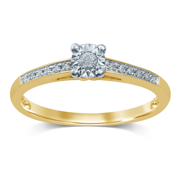 GTD630 14 Karaats gouden entourage-ring bezet met briljant.