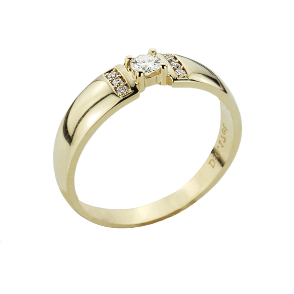 TRI066 14 Karaats gouden solitair-ring met briljant.