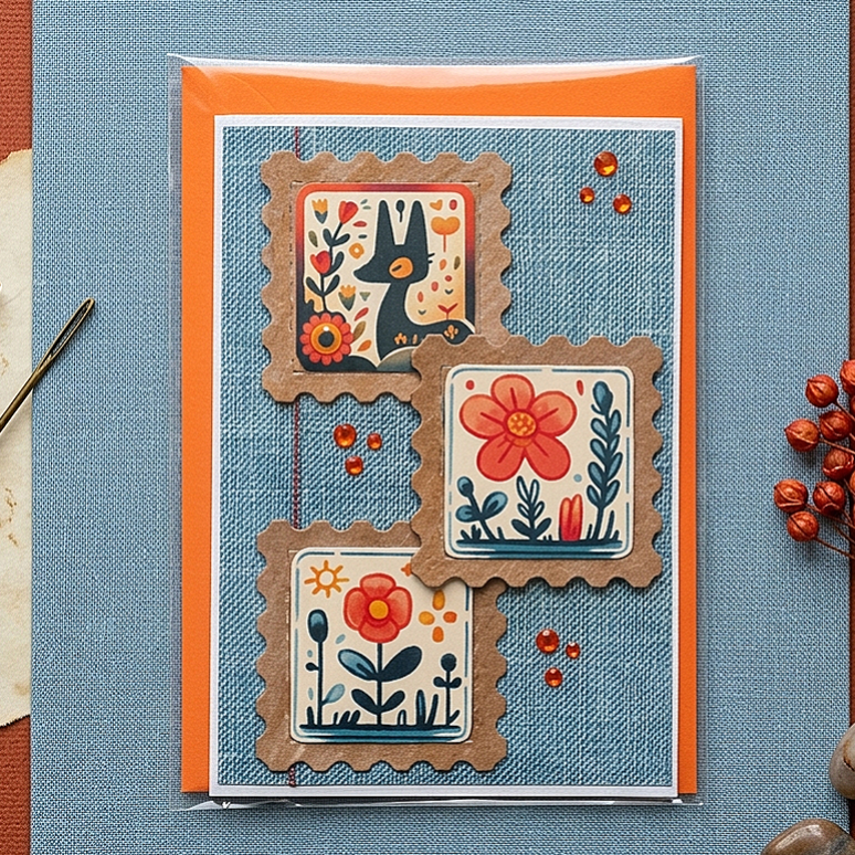 Grußkarte "Briefmarken"