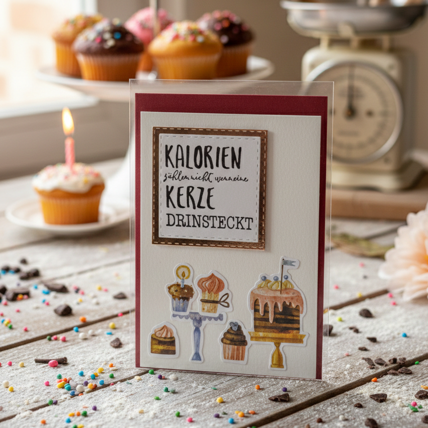 Glückwunschkarte "Kalorien rot"