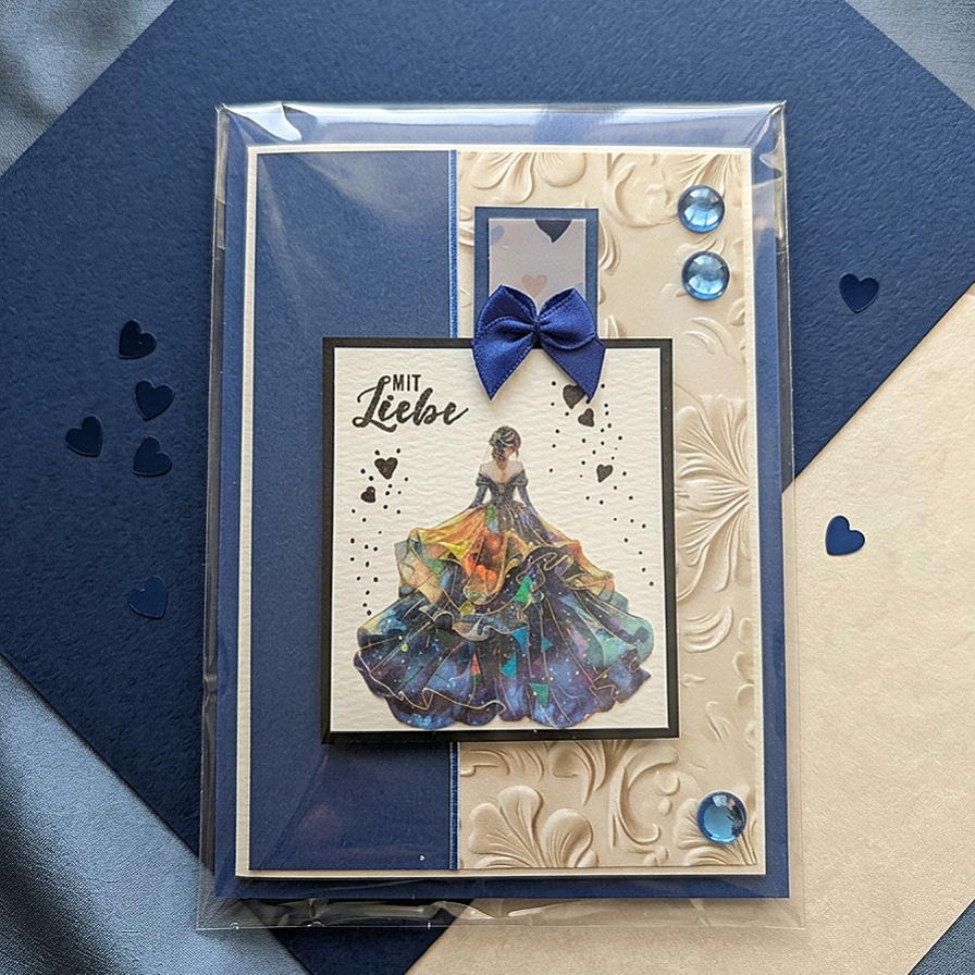 Grußkarte "Dame in blau"