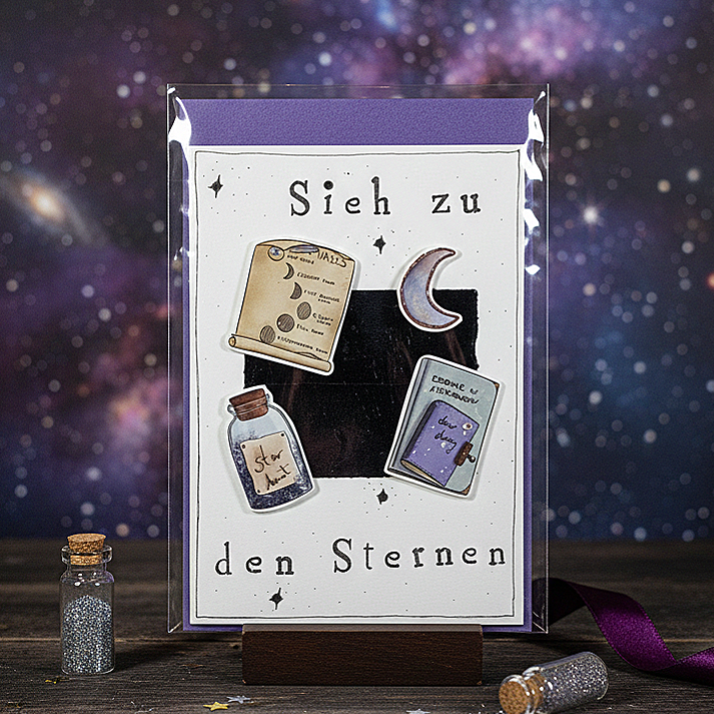 Grußkarte "Sterne lila"