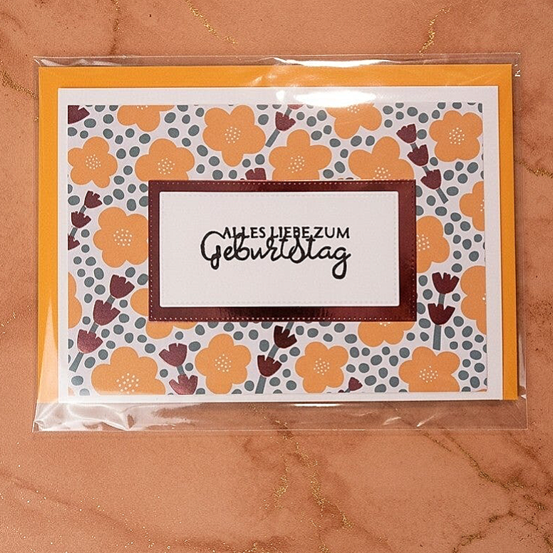 Glückwunschkarte "Blumen orange"