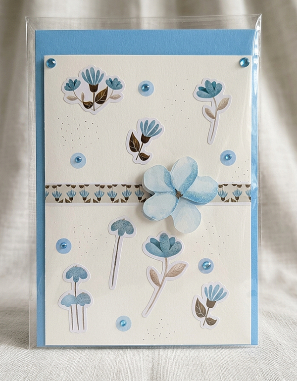 Grußkarte "Blumen blau 2"