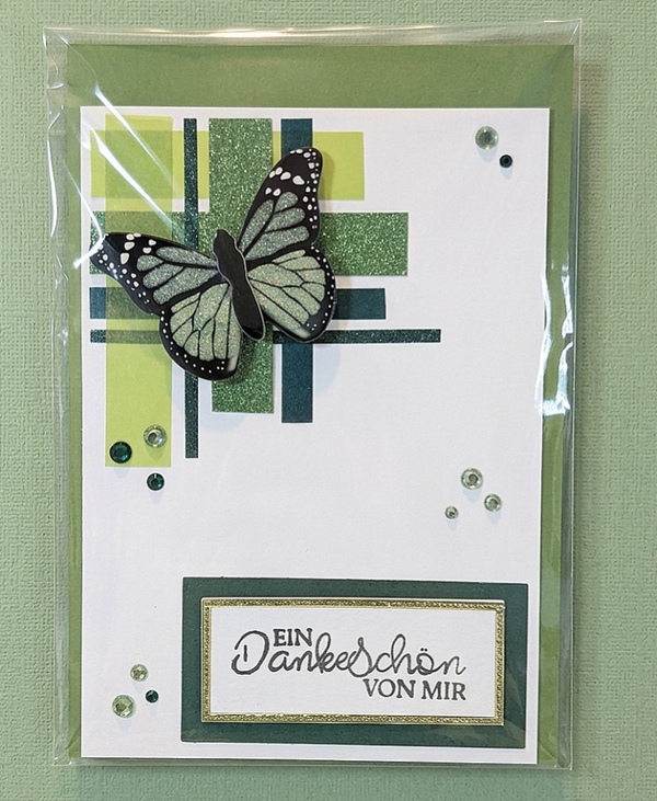 Grußkarte "3D Schmetterling grün"