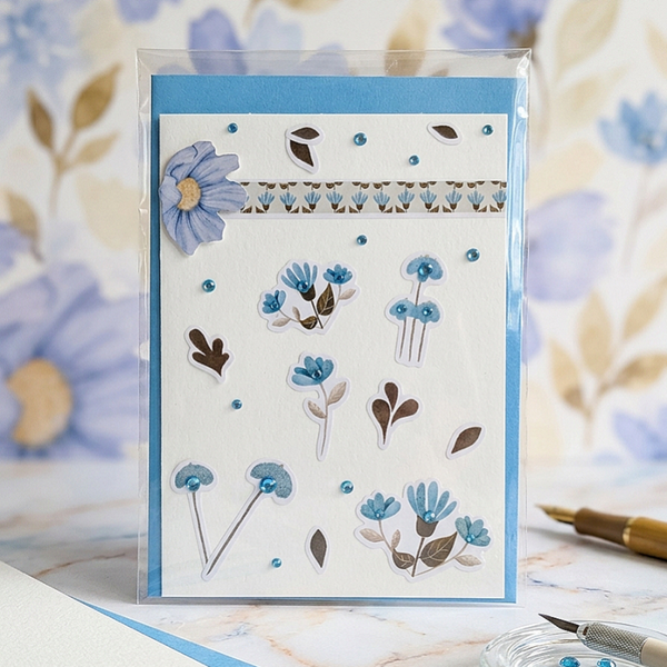 Grußkarte "Blumen blau 1"