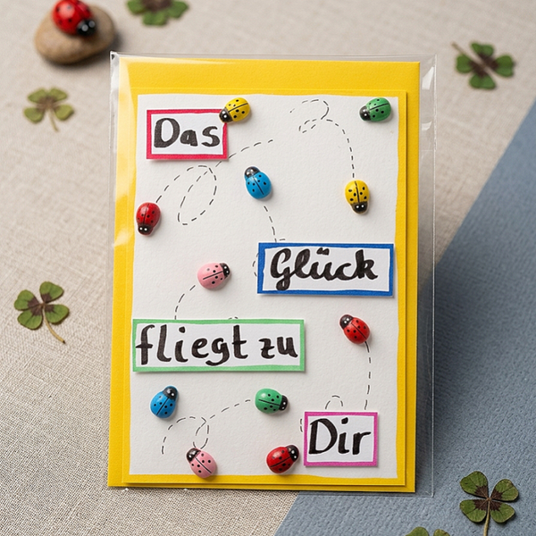 Grußkarte "Marienkäfer bunt"