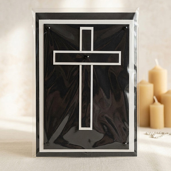 Trauerkarte "Kreuz schwarz"