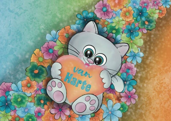 Wenskaart met bloemzaadjes “van harte”