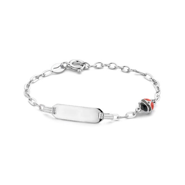 ZIAG-28  graveerarmband lieveheersbeestje plaat 5,0 mm 11 + 2 cm