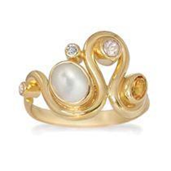 GOUD OP ZILVER RING HAPPY BOW