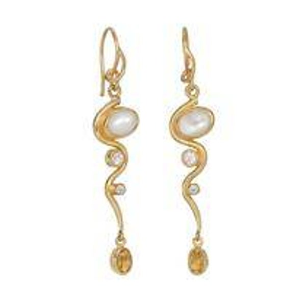 GOUD OP ZILVER OORHANGERS HAPPY BOW