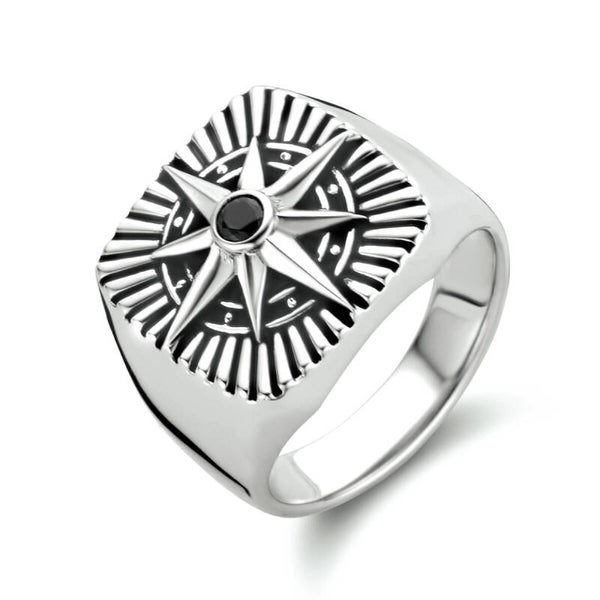 ZIR-02  zegelring ster zirkonia