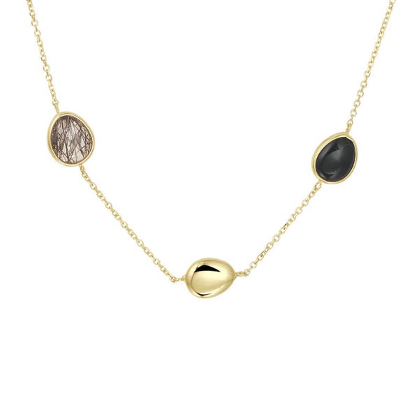 ZICG4023147 GOUDEN COLLIER  zwart rutiel en onyx 42 - 45 cm