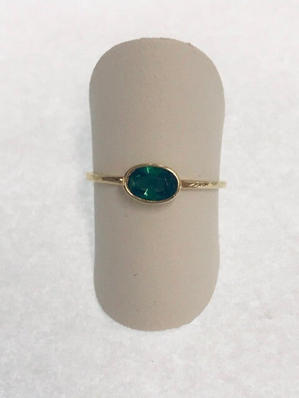 ZIRG-18 Goud Ring synt.kleursteen GROEN
