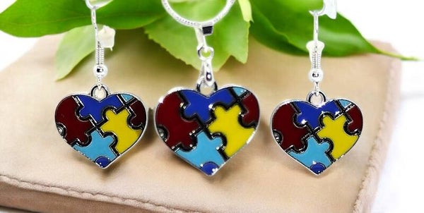 🧩 Puzzle Piece Heart & Square Earrings – Supporting Autism Awareness 🧩