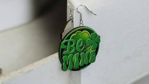 Be Mine Wooden Circle Earrings – St. Patrick’s Day Edition