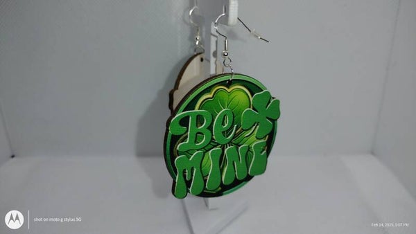 Be Mine Wooden Circle Earrings – St. Patrick’s Day Edition