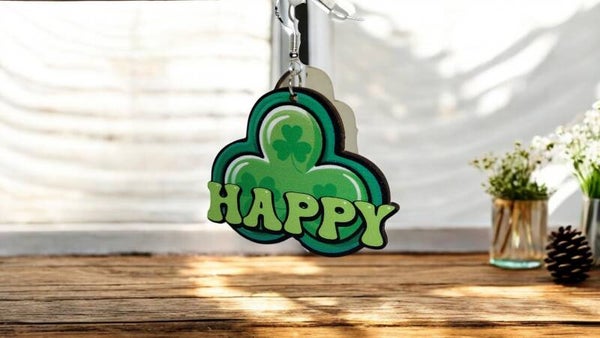 "HAPPY" Wooden Shamrock Earrings – St. Patrick’s Day Edition