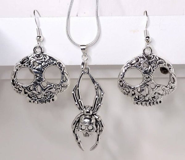 🎃 Halloween Skull Spider Jewelry Set 🕷️💀