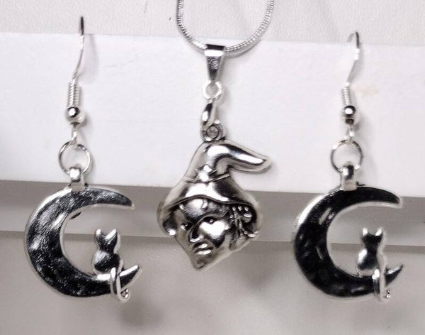 Witchy Cat & Moon Halloween Jewelry Set 🧙‍♀️🌙🐈‍⬛