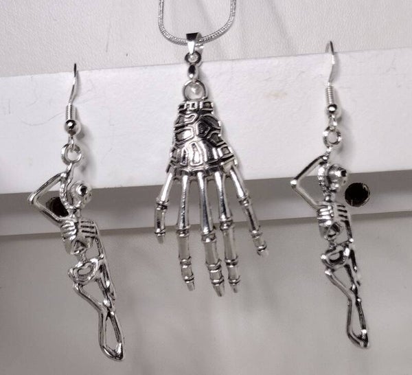 Skeleton Hand & Skeleton Halloween Jewelry Set 💀🖐️