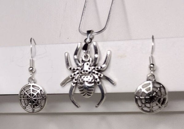 Large Spider & Spider Web Halloween Jewelry Set 🕷️🕸️