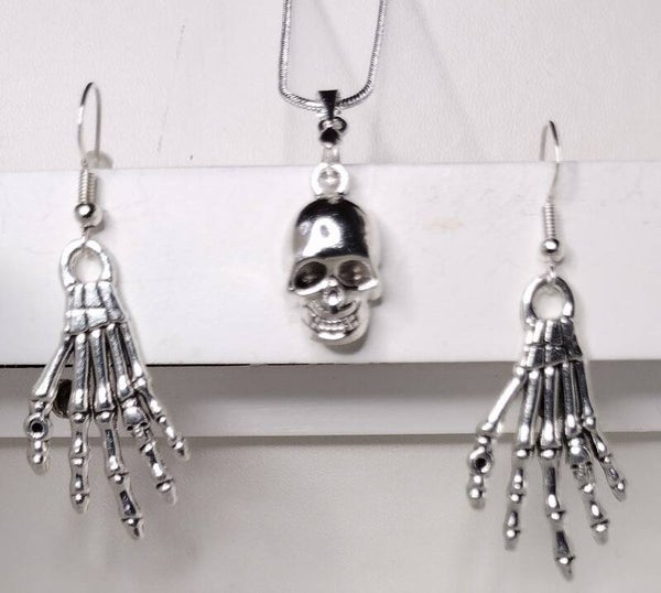 Skull & Skeleton Hands Halloween Jewelry Set 💀🖐️