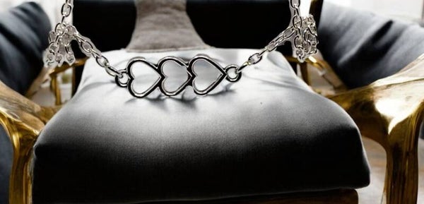 Triple Heart Necklace with 925 Silver Chain and Twist Clasp