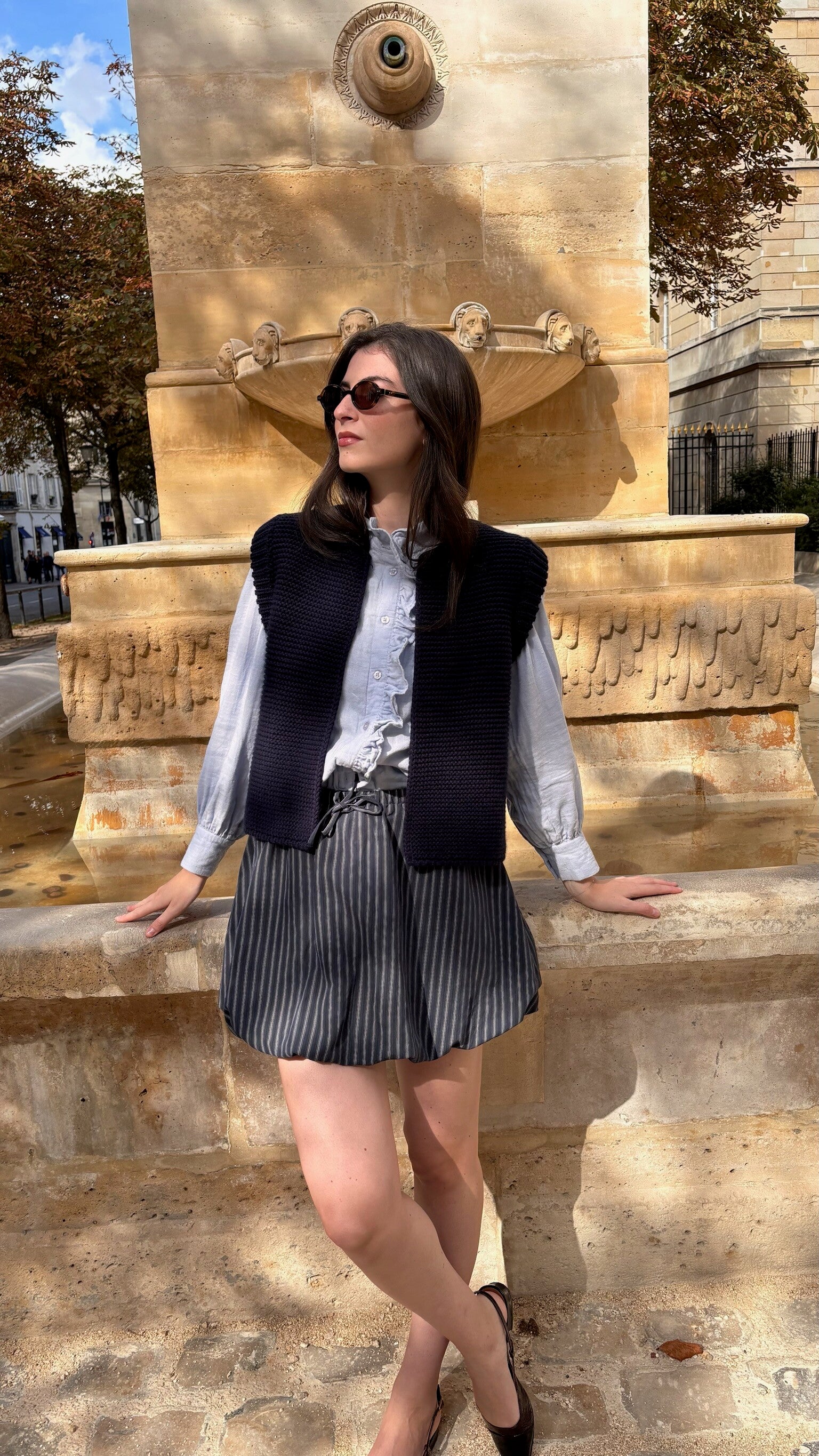 Marine Striped Bubble Skirt