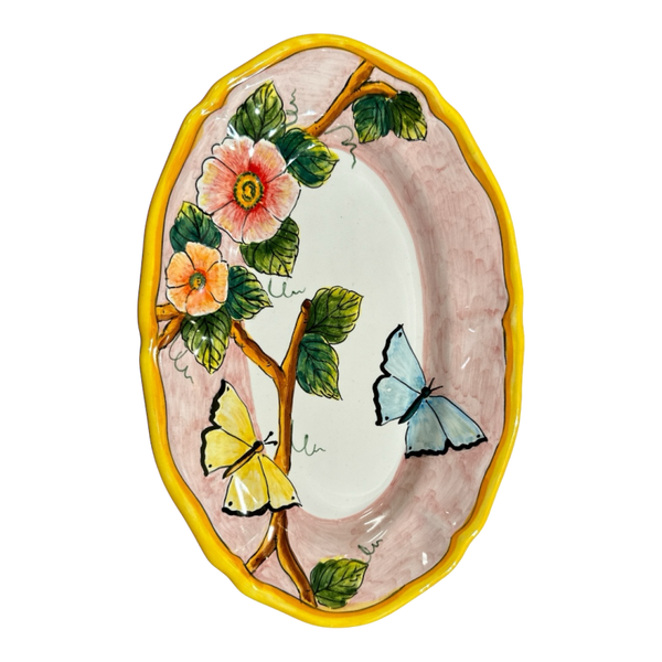 Vassoio Ovale Smerlato 25cm X 17cm Fondo Rosa – Elena