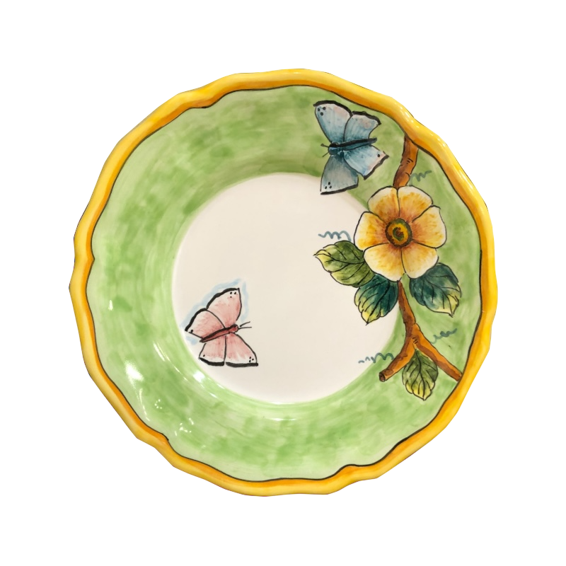 Piatto Smerlato per Pane Diametro 19 cm Fondo Verde - Elena