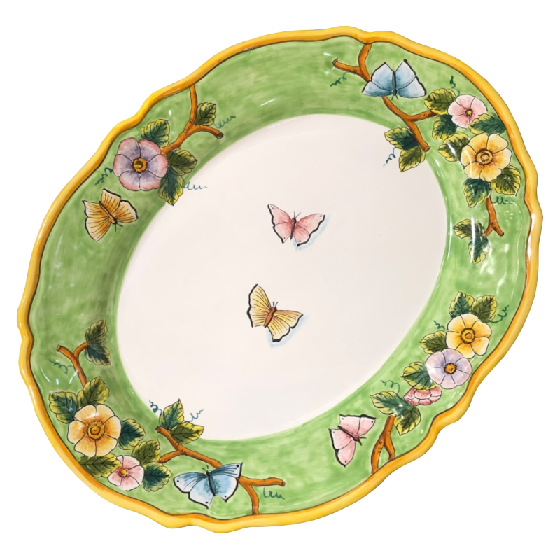 Vassoio Ovale Smerlato 42 cm Fondo Verde – Elena