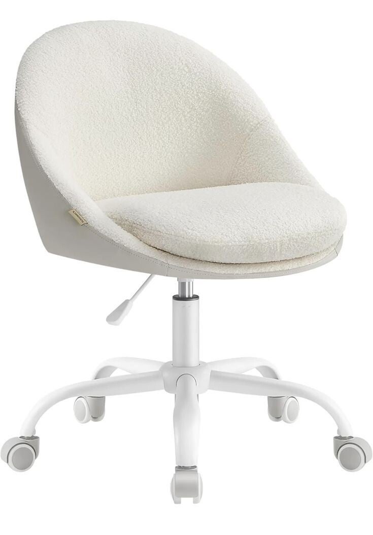 Silla blanca con ruedas para escritorio