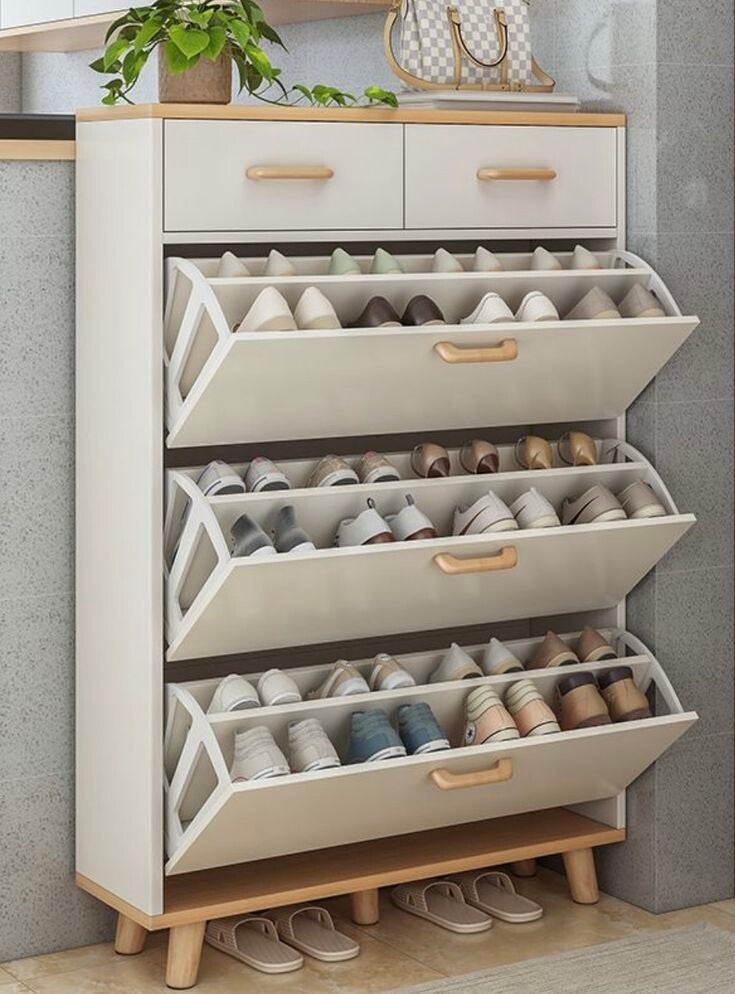 Zapatero Organizador de 3 niveles con 2 gavetas