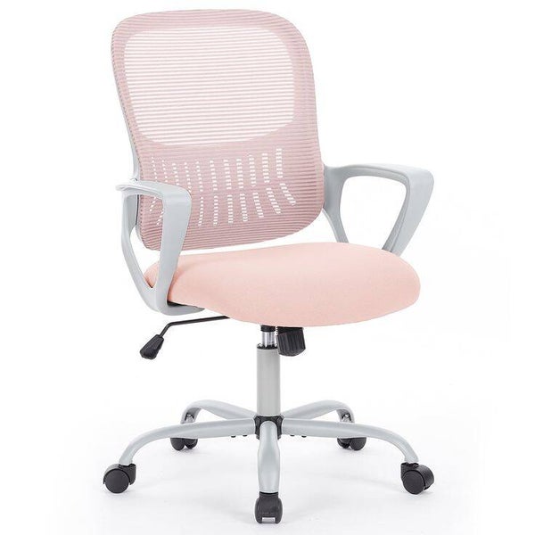 Silla con ruedas rosada para escritorio