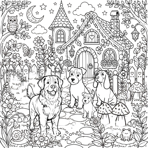 Ausmalbild Hund für Kinder ab 8 Jahre