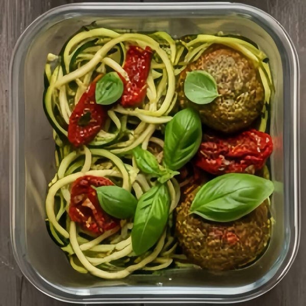 Grilled Meatballs with Pesto Pasta