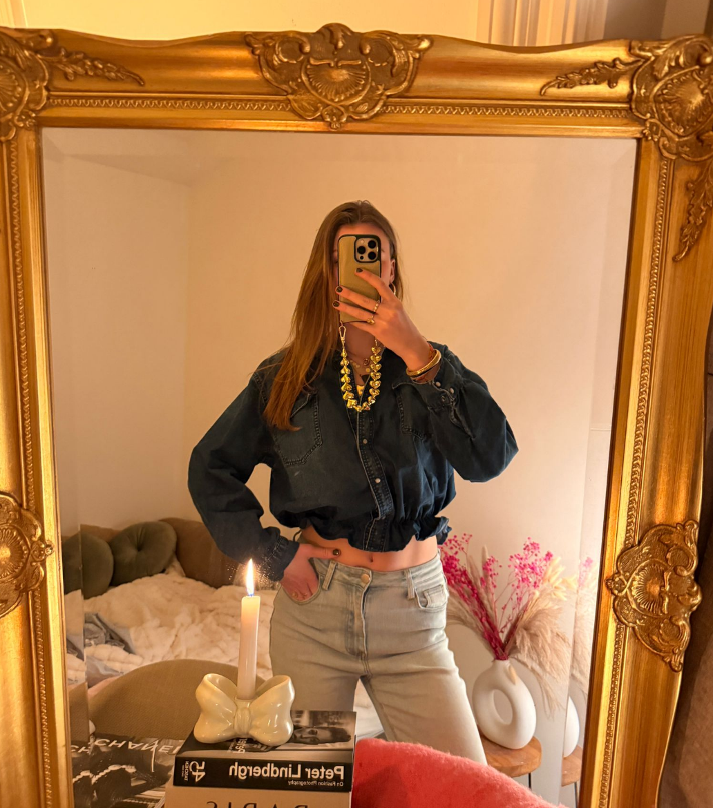 CROPPED DENIM BLOUSE