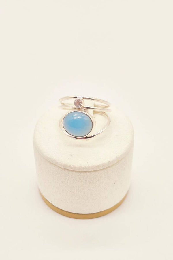 Anillo de ágata azul