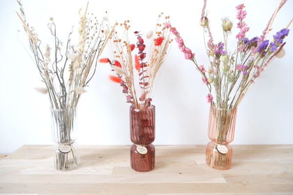 Vaasje geribbeld glas mama