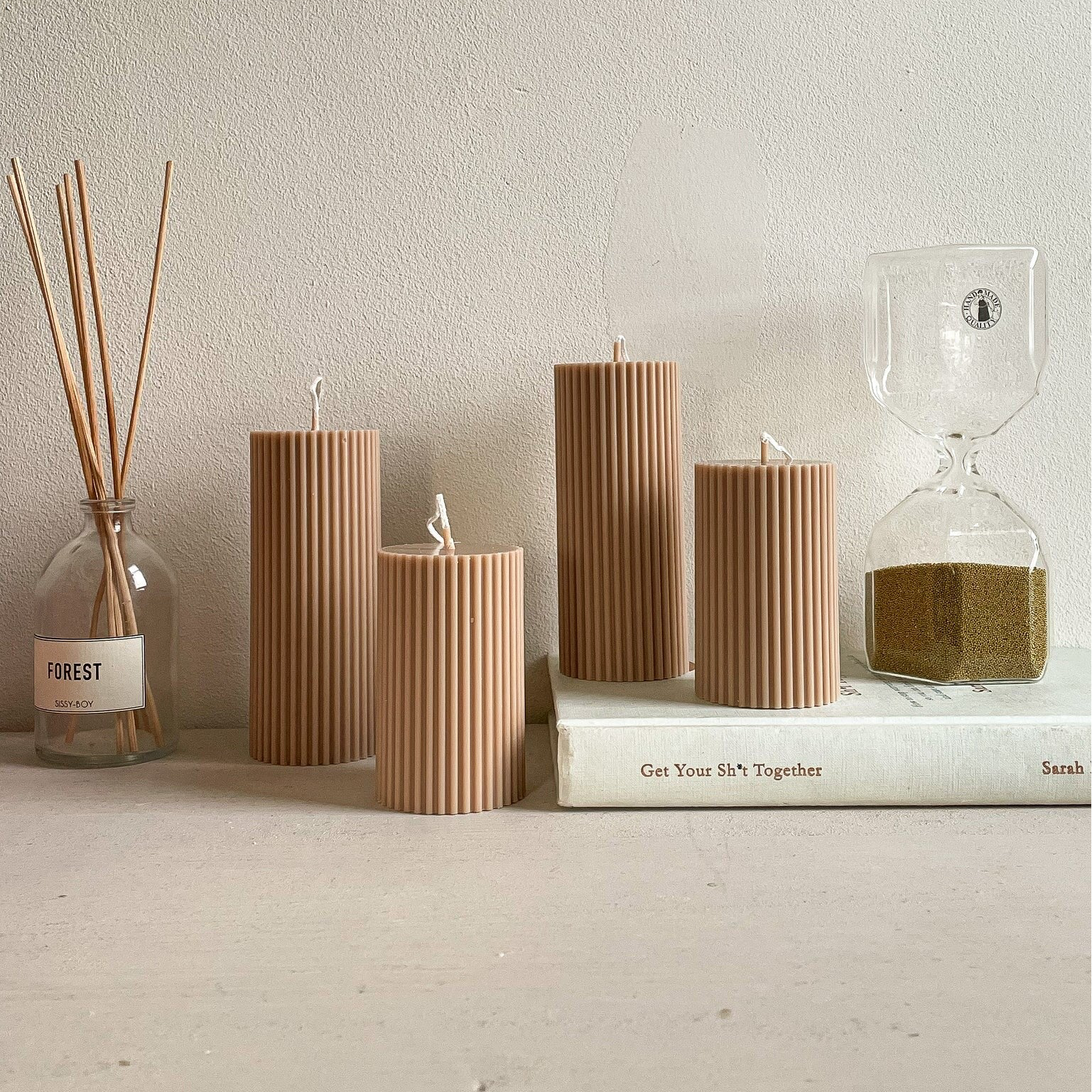 Geribbelde pillar kaars