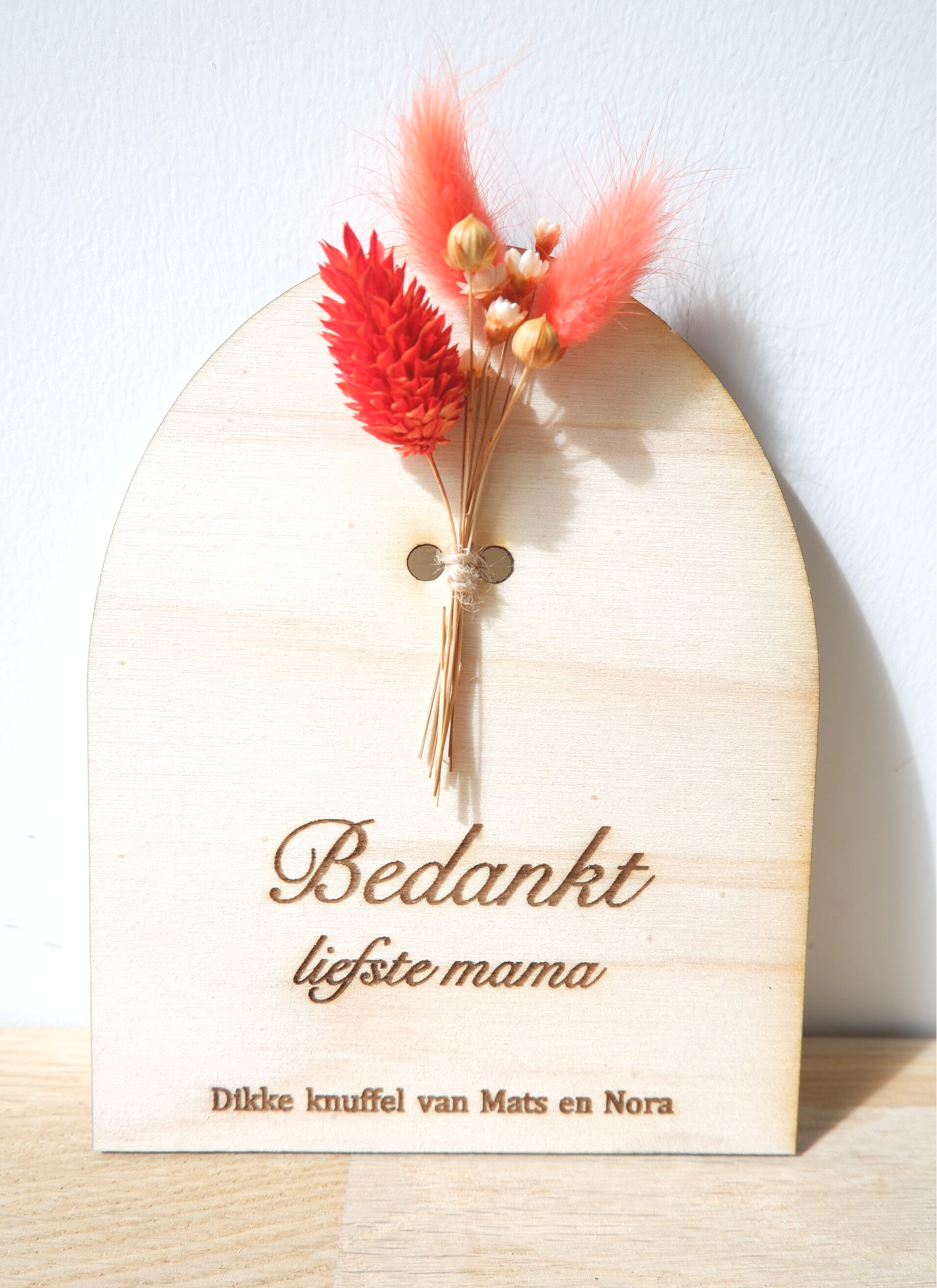 Bordje 'Bedankt liefste mama'